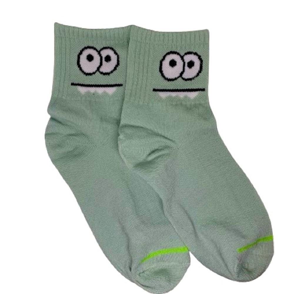 Boutique 👀 Crazy Eyes Green Cotton Blend Tube Socks (1 pair)